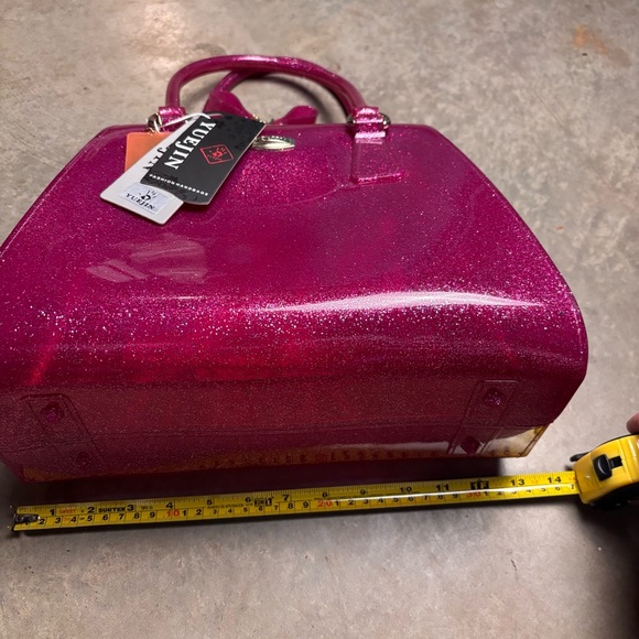 Sparkly  Pink Candy Bag Jelly Bean Style Handbag Satchel Purse Gold NWT - Picture 8 of 9